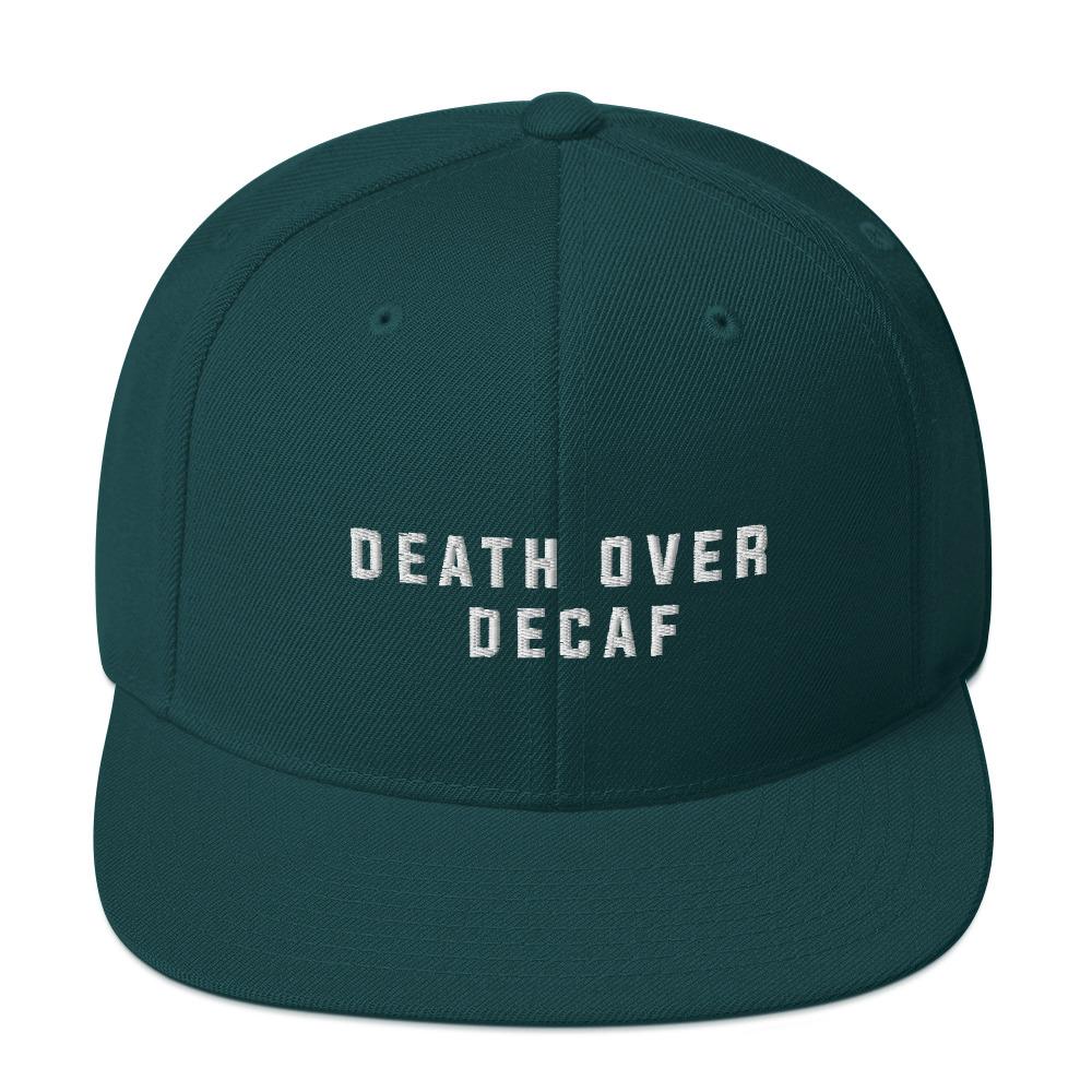 Death Over Decaf Snapback Hat - Illusions Clothing
